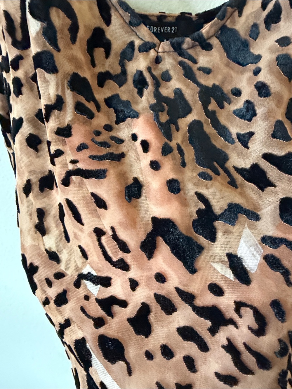 Forever 21 Tan and Black Leopard Print Cami with Velvet Accents - Picture 3 of 4